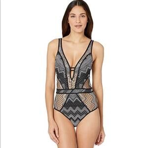 Becca NWOT Reveal Black One Piece Swimsuit L